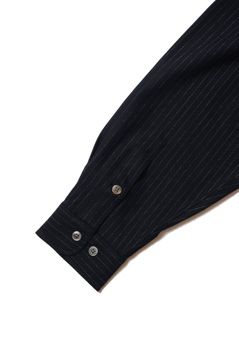 High Gauge Milled Wool Stripe Square Shirt