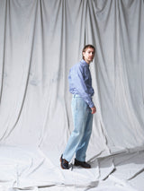 CENTER PLEATS DENIM TROUSERS (LIGHT INDIGO)