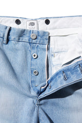 CENTER PLEATS DENIM TROUSERS (LIGHT INDIGO)